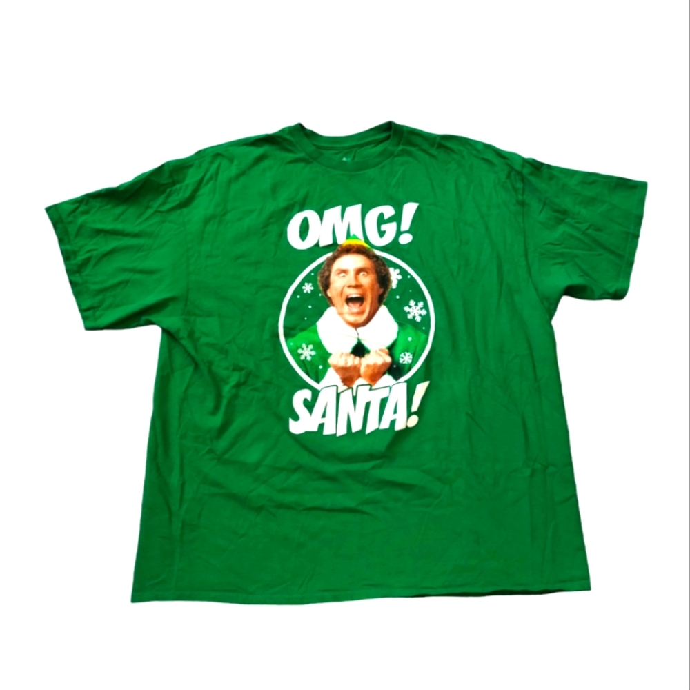 Men’s Christmas UGLY Size 2XL  Official ELF Will Ferrell T-Shirt OMG Santa Green